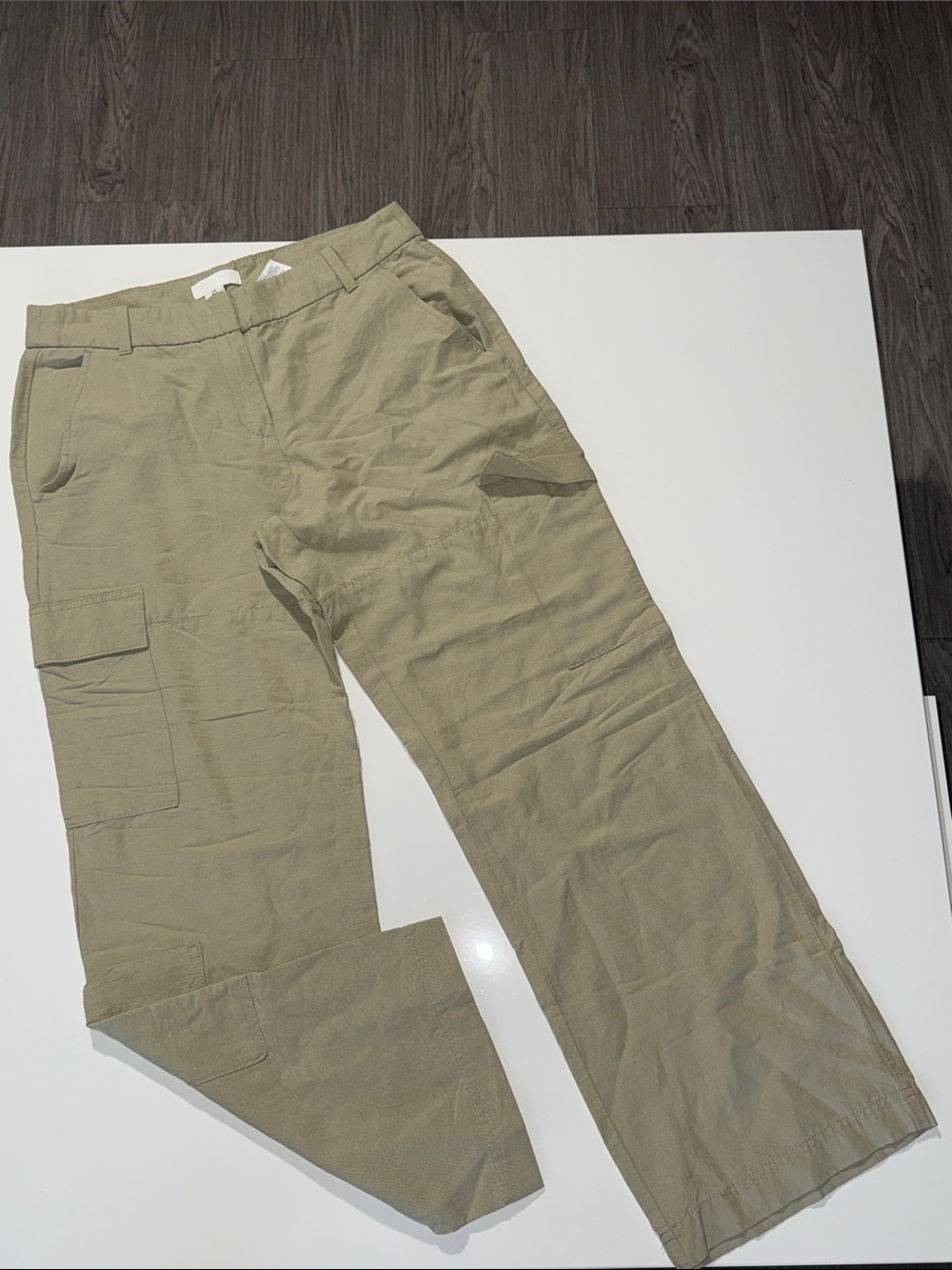 H&M Divided Pants Womens 8 Green High Rise Cargo Utility Cotton Casual